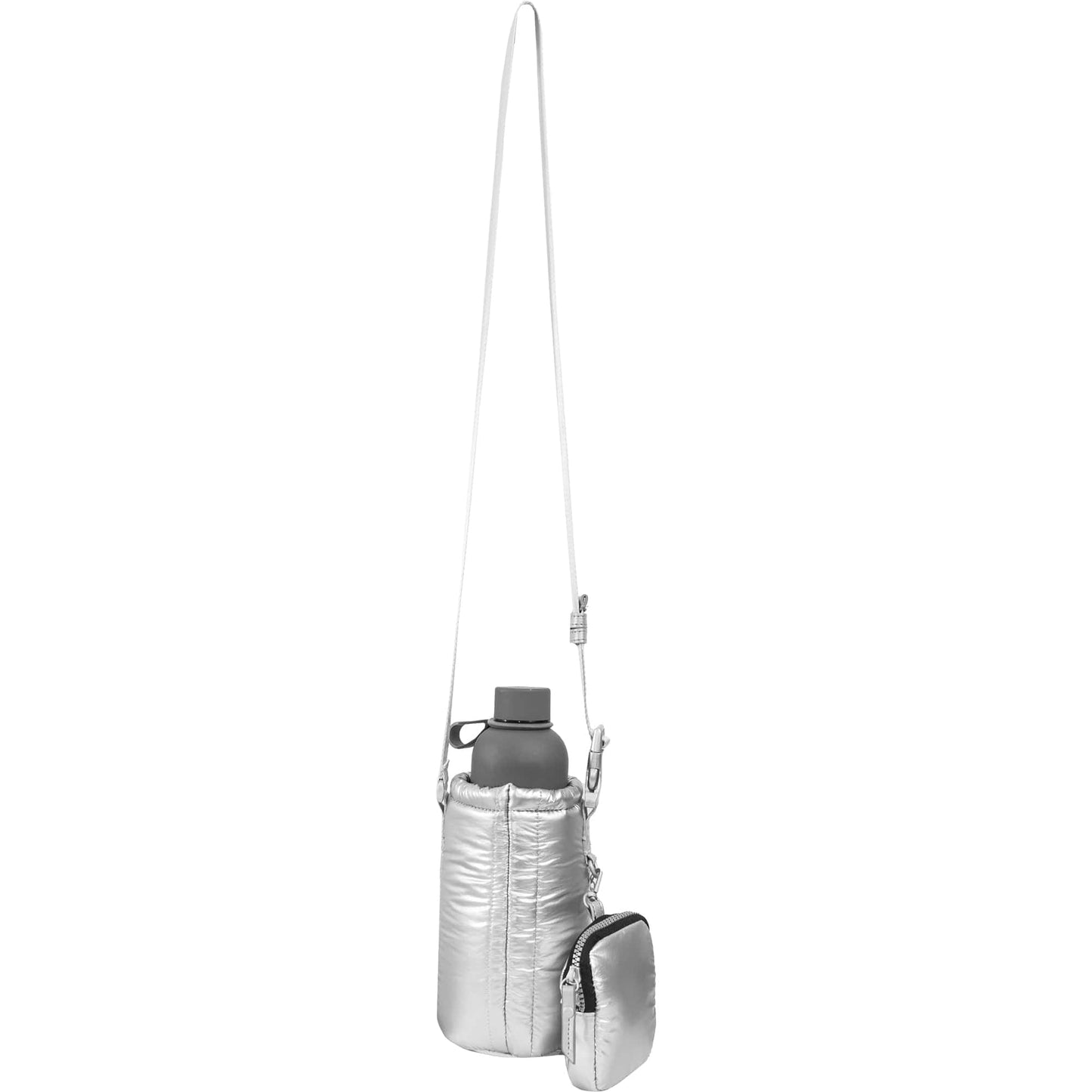 Joan & David Tubular Quilted Metallic Water Bottle Holder Sling Bag