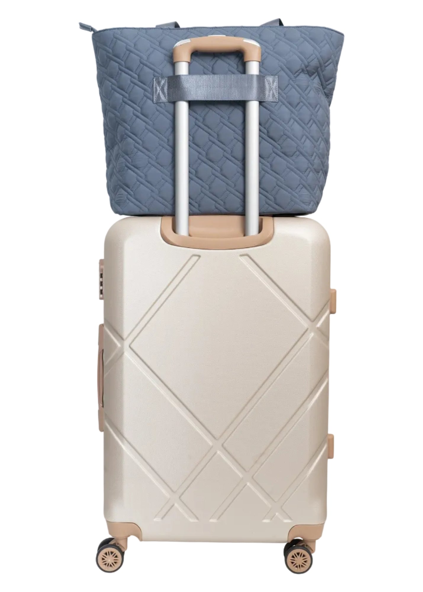 Ellen Tracy 20 Inch Basket Weave Quilted Nylon Large Travel Workbook Tote Bag