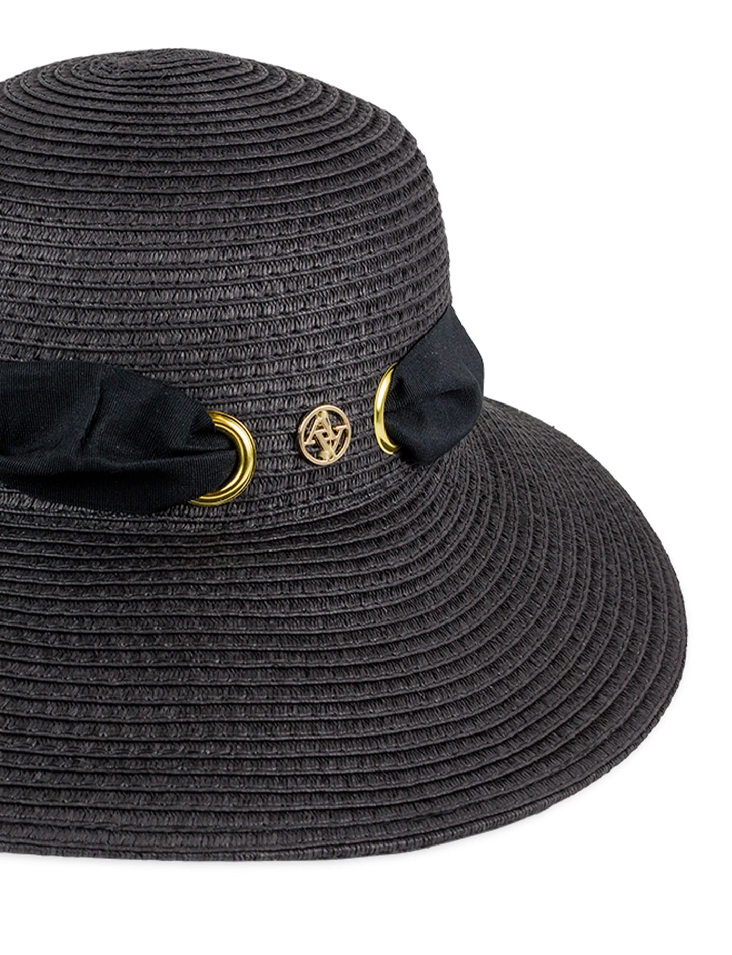 Adrienne Vittadini Straw Grommet Ribbon Floppy Hat