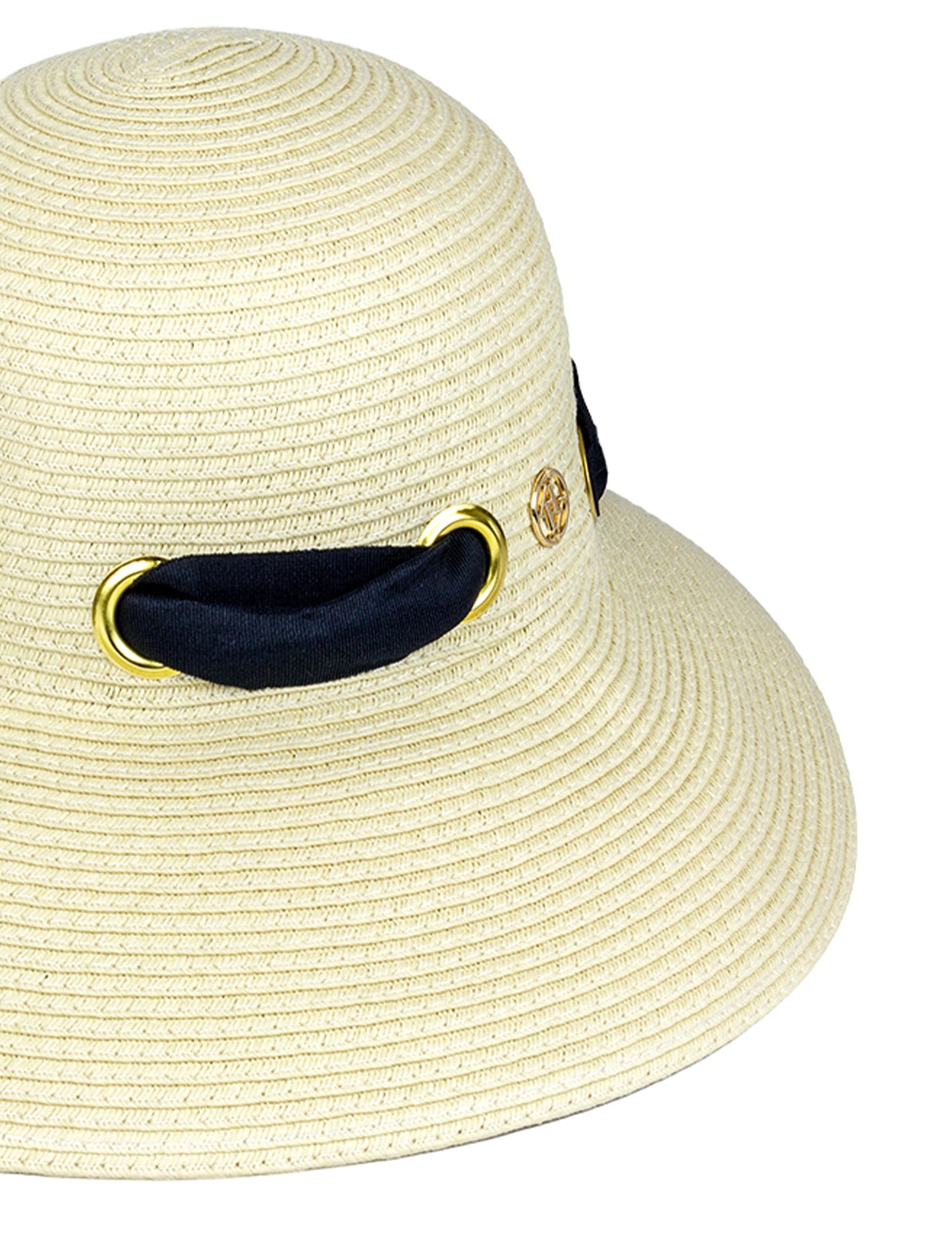 Adrienne Vittadini Straw Grommet Ribbon Floppy Hat