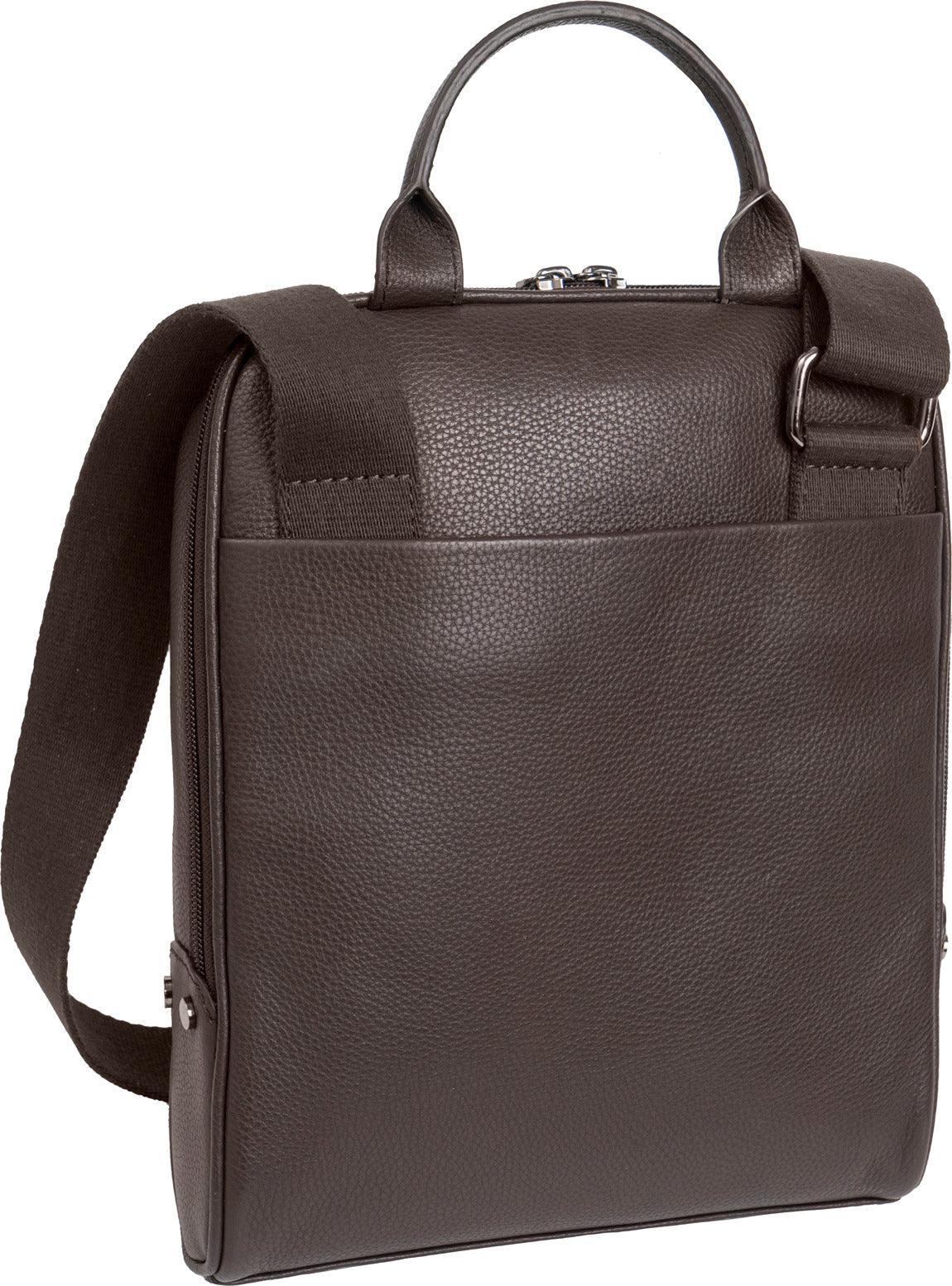 Boarding Pass Gotham 12" Pebble Grain Genuine Leather Messenger Bag - Chocolate