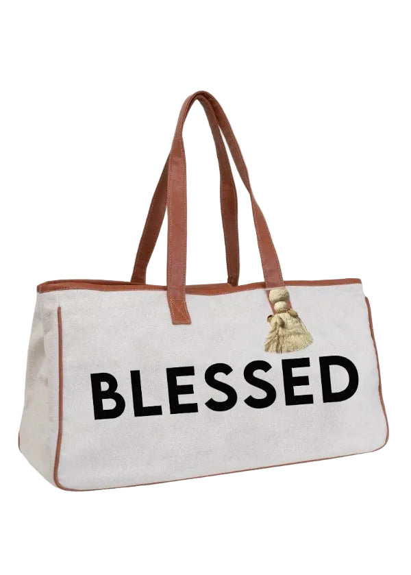 Magid Canvas Slogan Tote "BLESSED"