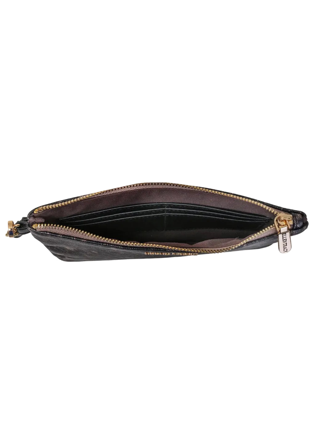 Ellen Tracy Metallic Leopard Faux Leather Print Wristlet