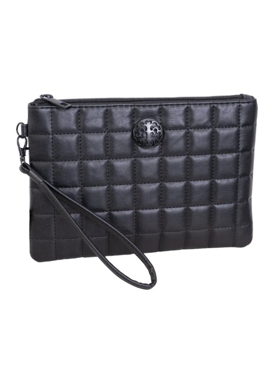 Rebecca & Rifka Smooth Boxed Quilt Medallion Zip Wristlet