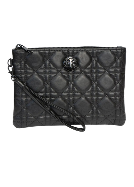 Rebecca & Rifka Smooth Geometric Quilt Medallion Zip Wristlet